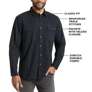 🎄NWT Lee Navy Canvas Utility Shirt Classic Fit Premium Select Size Large‎